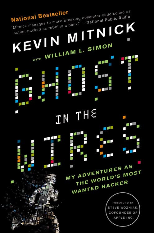 Capa de livro. Texto: Ghost in the Wires. Kevin D. Mitnick