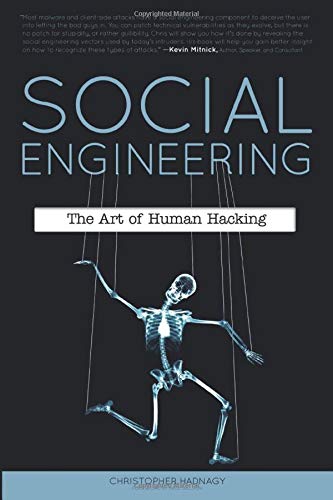 Capa de livro. Texto: "Social Engineering: The Art of Human Hacking". Christopher Hadnagy.